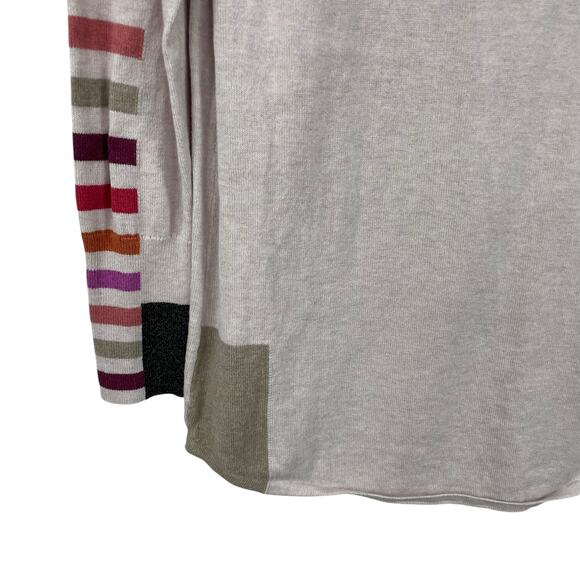 Nic + Zoe Mock Neck Light Pink Multicolor Striped Sweater Womens XS - Picture 2 of 7